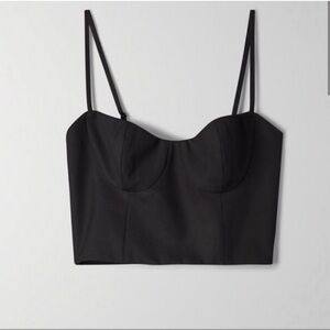 Aritzia Babaton Meta Black Crop Bustier Top